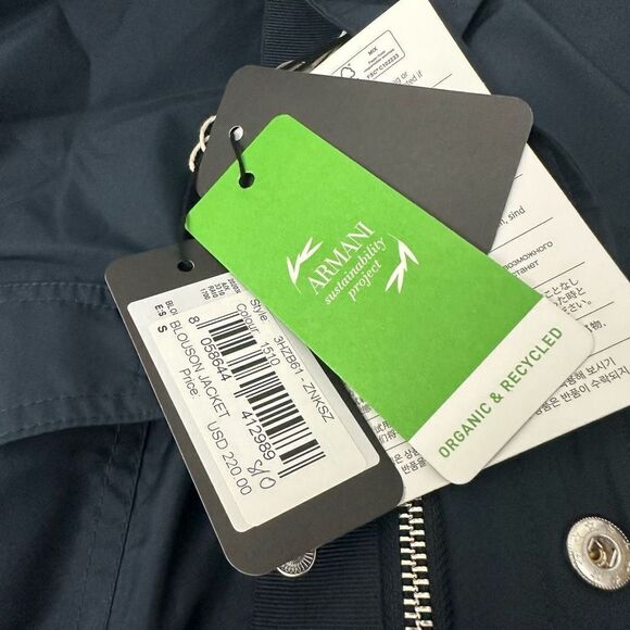ARMANI EXCHANGE BLUE Collared Overcoat Sustainable‎ Fabric size Small NEW - Picture 7 of 8
